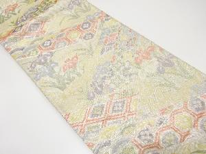 切りばめ風　草花に古典柄織り出し袋帯